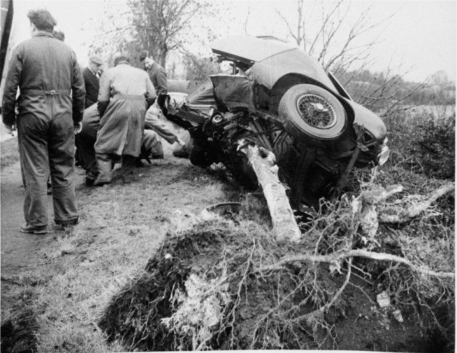 The Wreckage of Mike Hawthorn's Jaguar